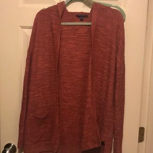 Pink open cardigan with hood from American eagle